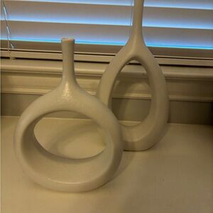 Kirklands White Sculptural Vases Modern Design